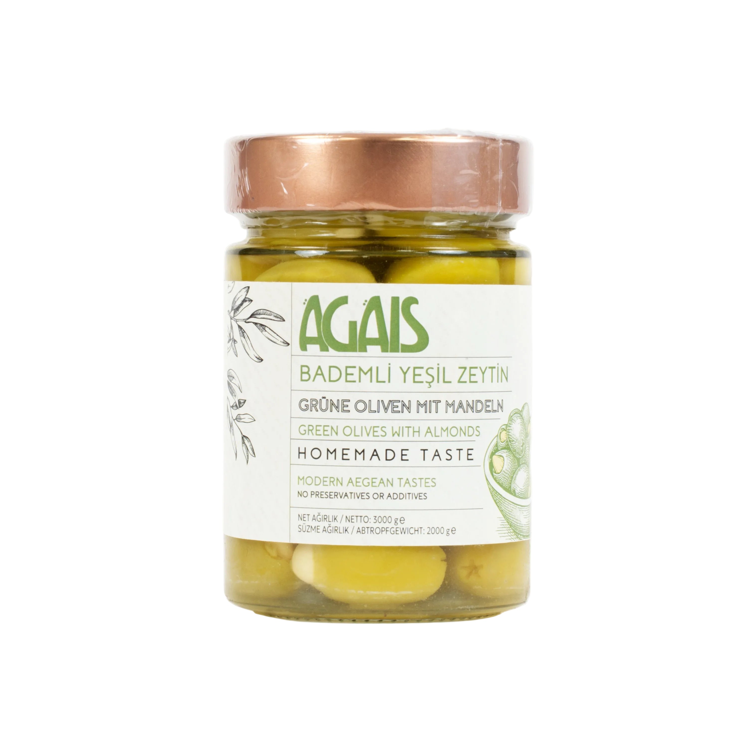 AGAIS Bademli Yeşil Zeytin 350 g